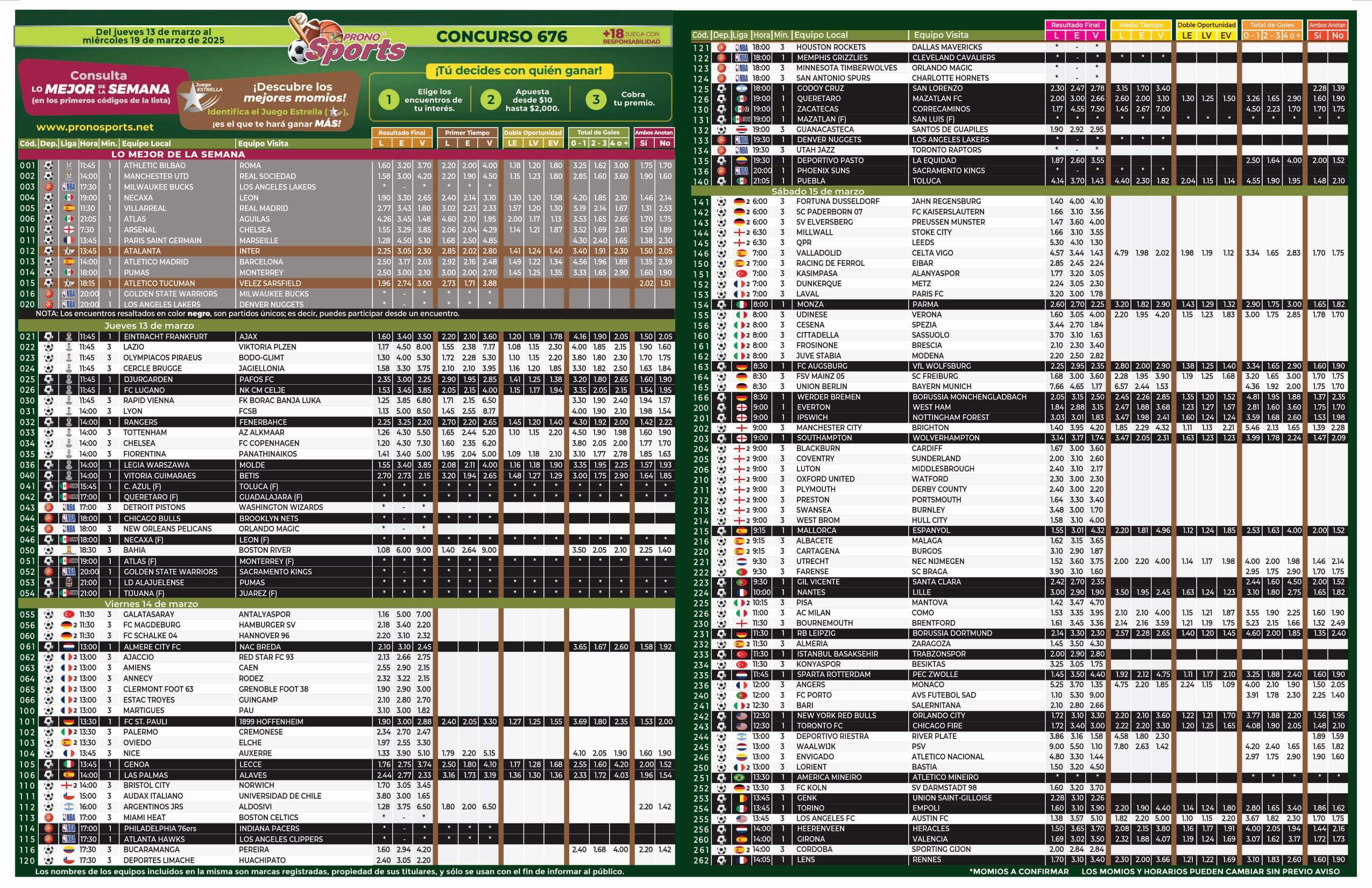 Lista Pronosport 676